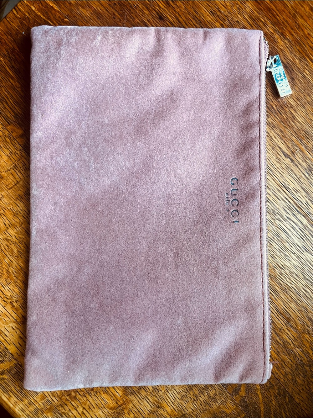 Gucci Dusty Pink Suede Zip Pouch